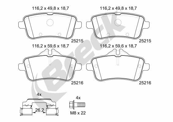 set placute frana,frana disc BRECK 25215 00 554 00