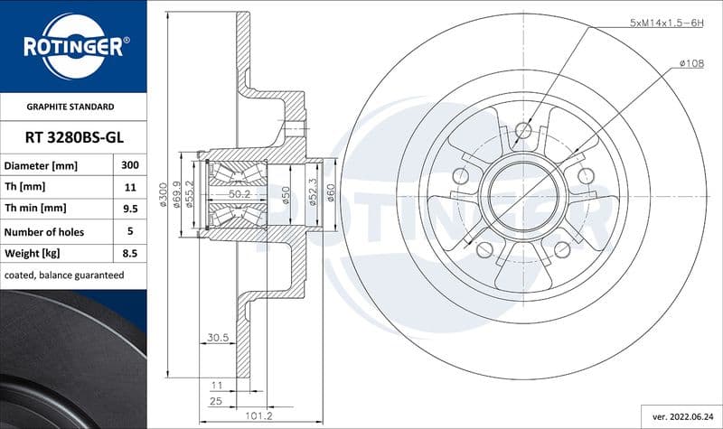 Disc frana ROTINGER GRAPHITE LINE RT 3280BS-GL