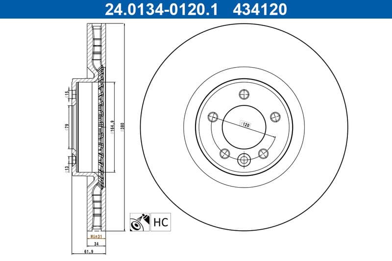 Disc frana ATE 24.0134-0120.1