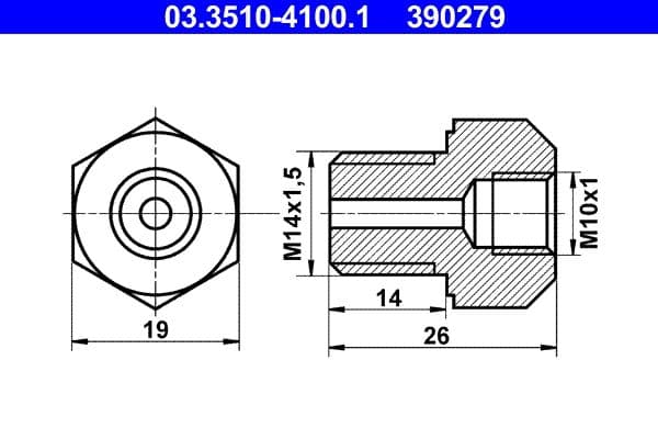 Adaptor, conducte frana ATE 03.3510-4100.1