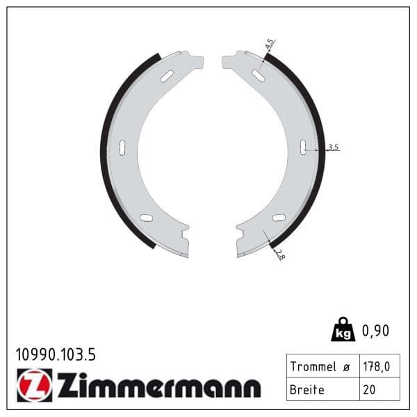 Set saboti frana, frana de mana ZIMMERMANN 10990.103.5