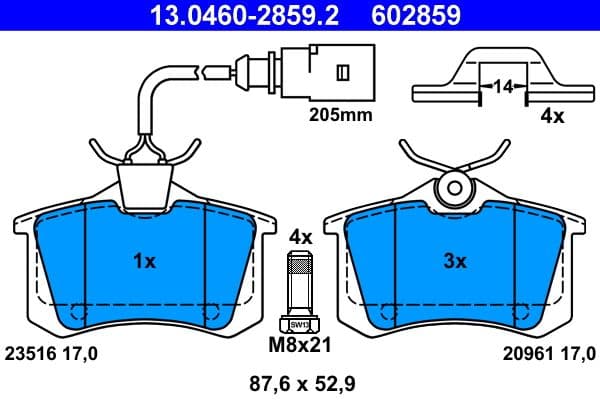 set placute frana,frana disc ATE 13.0460-2859.2