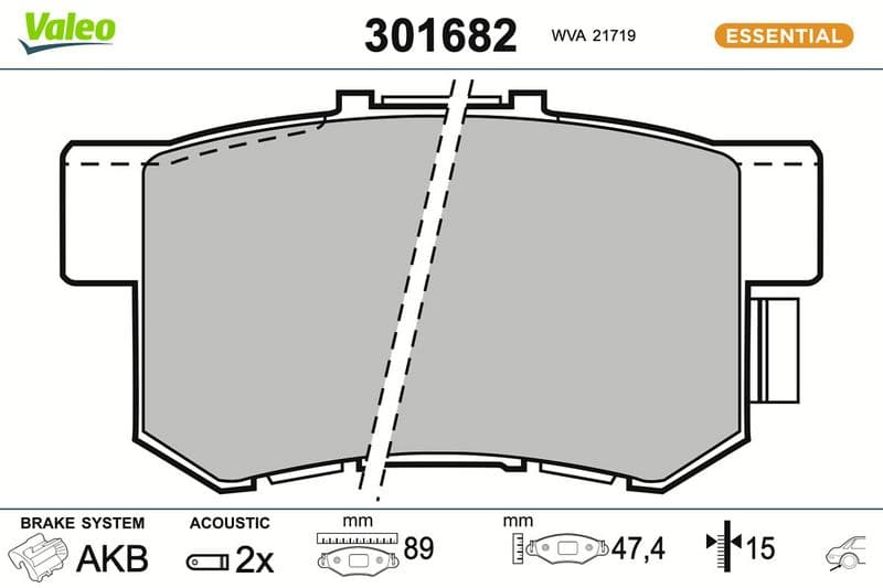 set placute frana,frana disc VALEO ESSENTIAL 301682