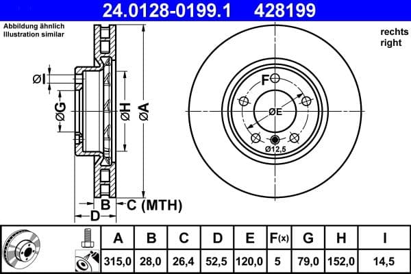 Disc frana ATE 24.0128-0199.1