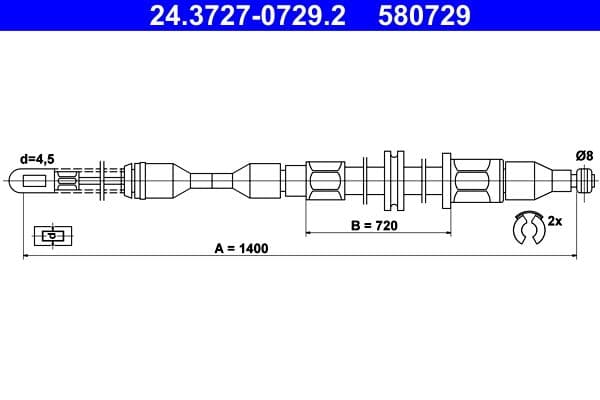 Cablu, frana de parcare ATE 24.3727-0729.2