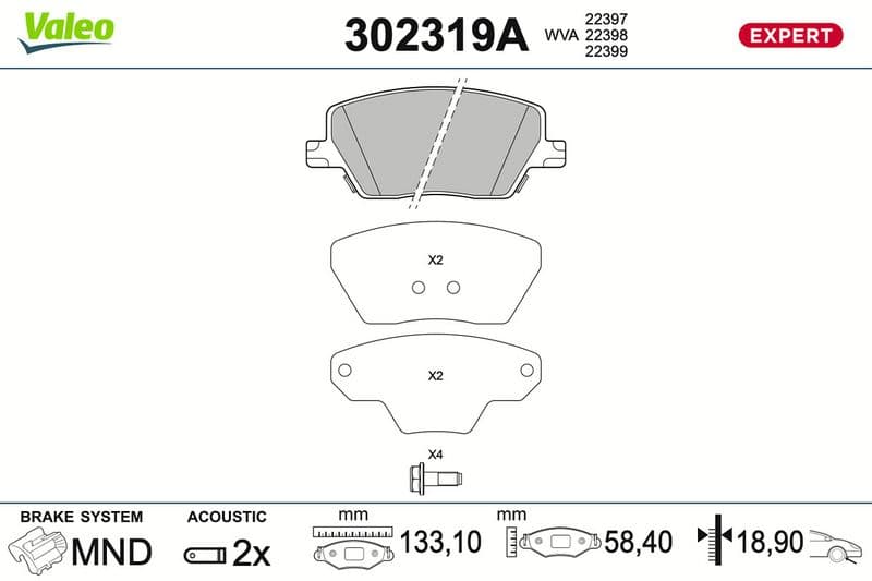 set placute frana,frana disc VALEO 302319A