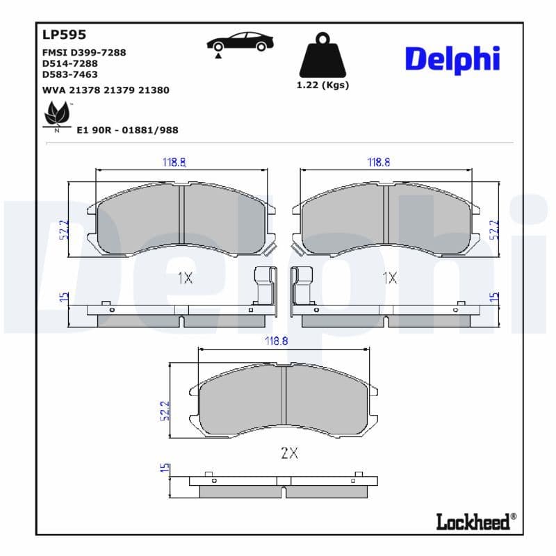 set placute frana,frana disc DELPHI LP595