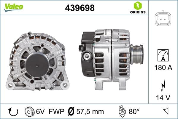 Generator / Alternator VALEO ORIGINS NEW OE TECHNOLOGY 439698