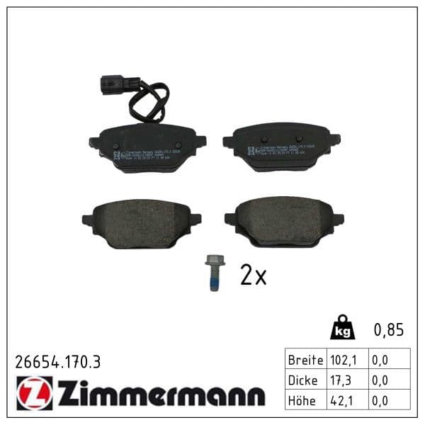 set placute frana,frana disc ZIMMERMANN 26654.170.3