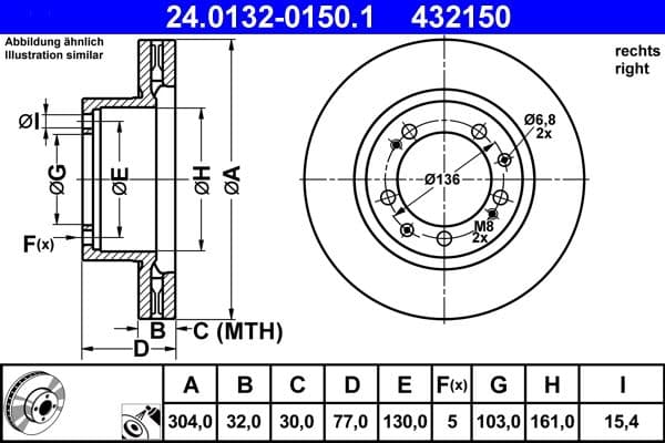Disc frana ATE 24.0132-0150.1
