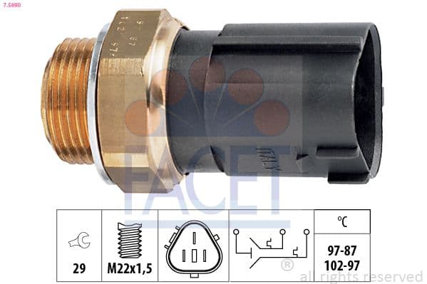 Comutator temperatura, ventilator radiator FACET Made in Italy - OE Equivalent 7.5690