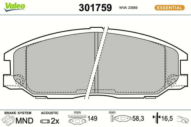 set placute frana,frana disc VALEO ESSENTIAL 301759