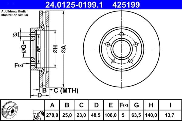 Disc frana ATE 24.0125-0199.1