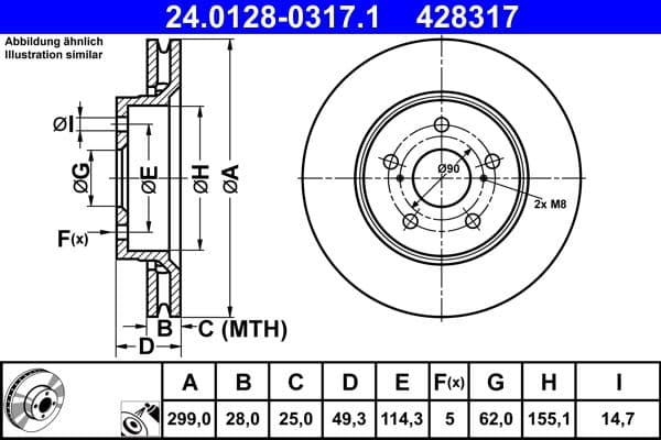 Disc frana ATE 24.0128-0317.1