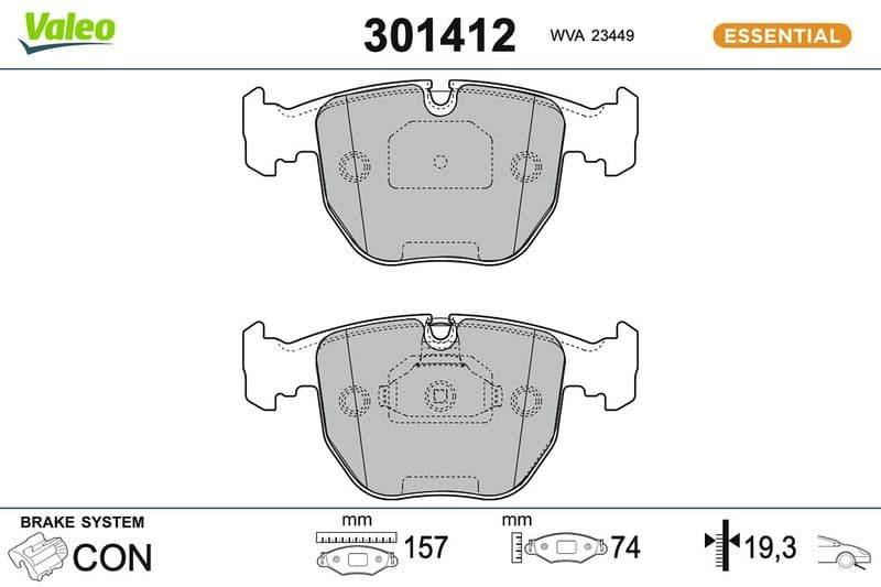 set placute frana,frana disc VALEO ESSENTIAL 301412