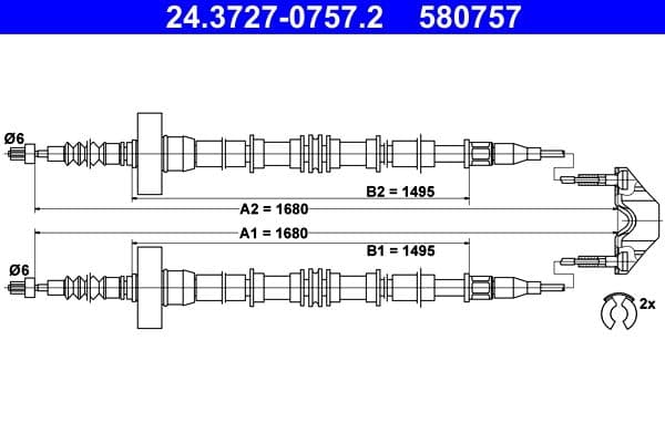 Cablu, frana de parcare ATE 24.3727-0757.2