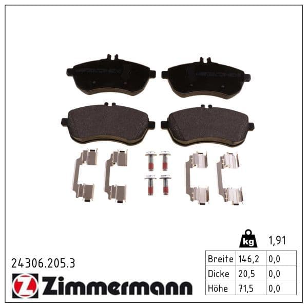 set placute frana,frana disc ZIMMERMANN 24306.205.3