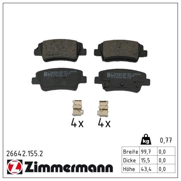set placute frana,frana disc ZIMMERMANN 26642.155.2