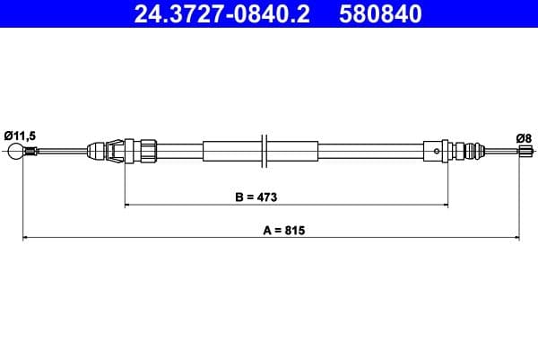 Cablu, frana de parcare ATE 24.3727-0840.2