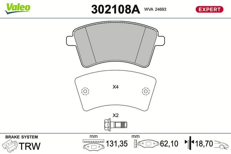 set placute frana,frana disc VALEO EXPERT 302108A