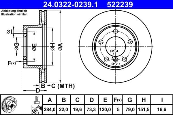 Disc frana ATE PowerDisc 24.0322-0239.1