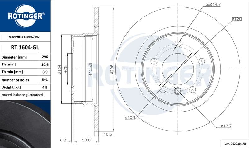 Disc frana ROTINGER RT 1604-GL