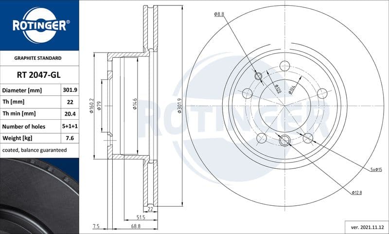 Disc frana ROTINGER GRAPHITE LINE RT 2047-GL