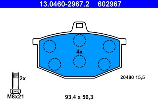 set placute frana,frana disc ATE 13.0460-2967.2