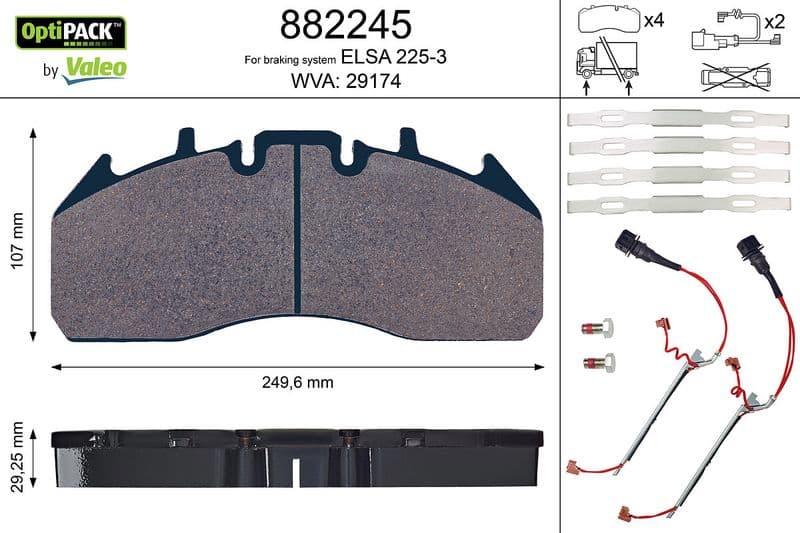 set placute frana,frana disc VALEO OPTIPACK 882245