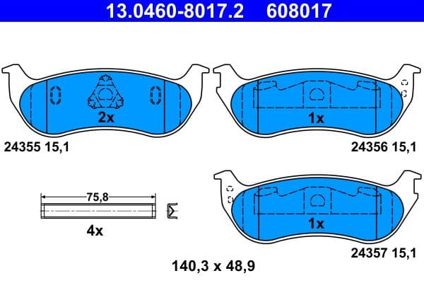 set placute frana,frana disc ATE 13.0460-8017.2