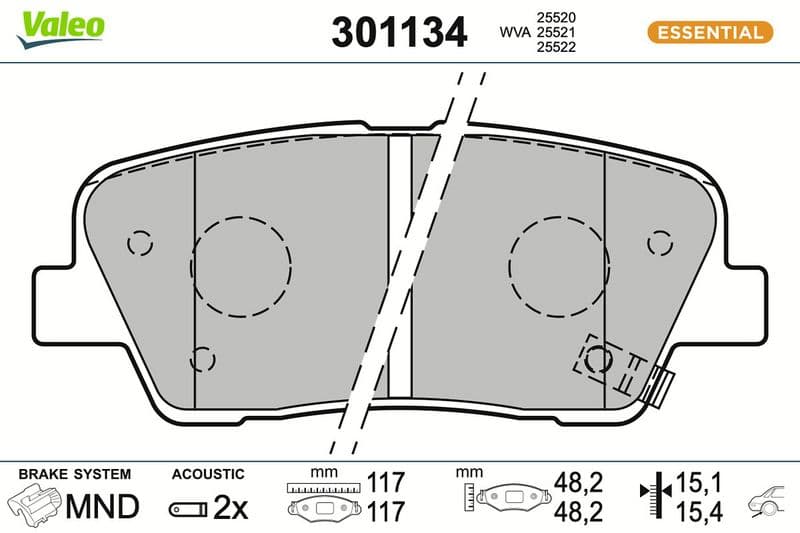 set placute frana,frana disc VALEO ESSENTIAL 301134