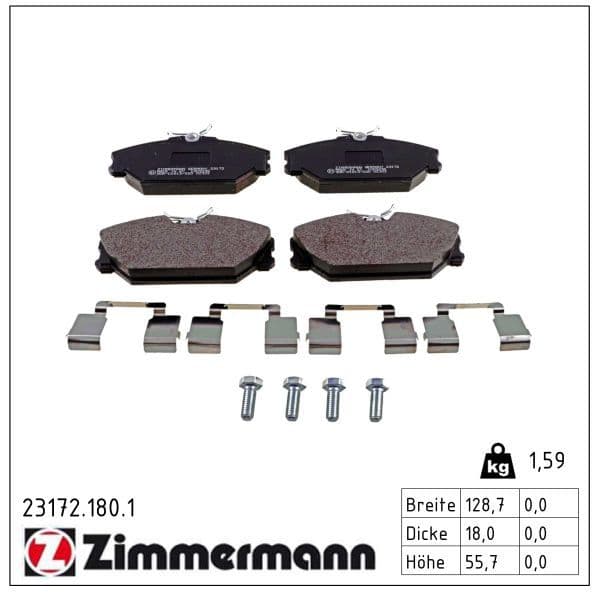 set placute frana,frana disc ZIMMERMANN 23172.180.1