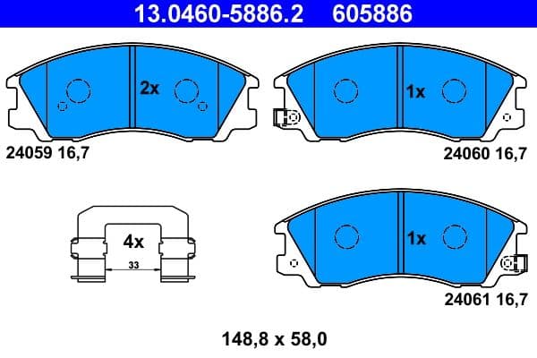 set placute frana,frana disc ATE 13.0460-5886.2