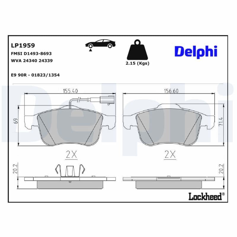 set placute frana,frana disc DELPHI LP1959