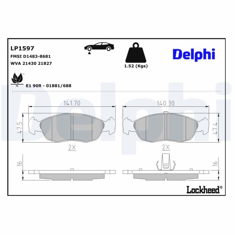 set placute frana,frana disc DELPHI LP1597