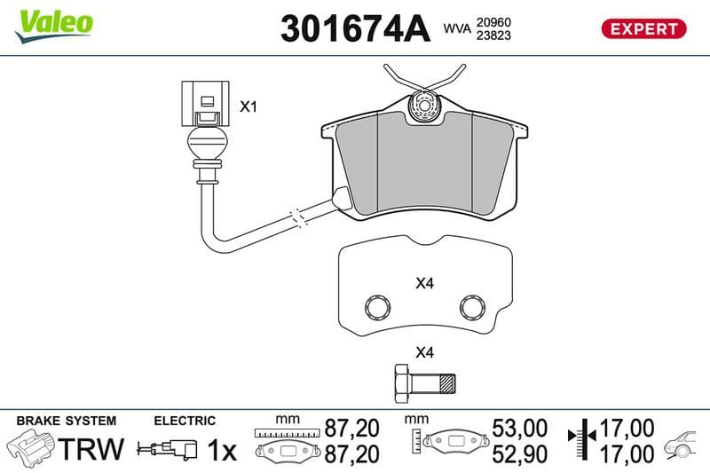 set placute frana,frana disc VALEO 301674A