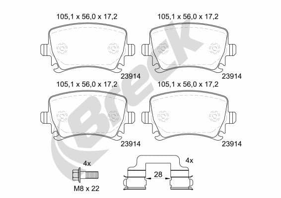 set placute frana,frana disc BRECK 23914 00 704 10
