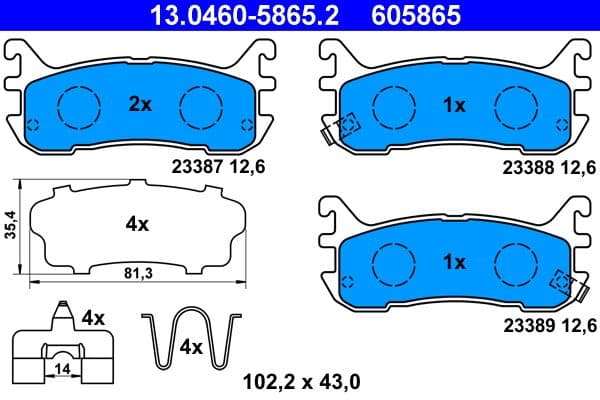 set placute frana,frana disc ATE 13.0460-5865.2