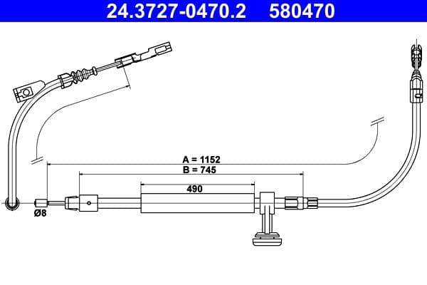 Cablu, frana de parcare ATE 24.3727-0470.2