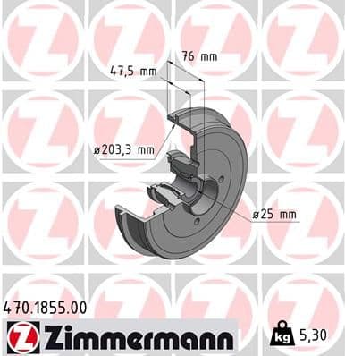 Tambur frana ZIMMERMANN 470.1855.00