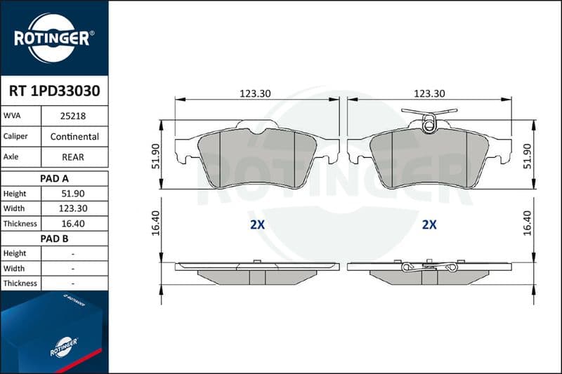 set placute frana,frana disc ROTINGER RT 1PD33030
