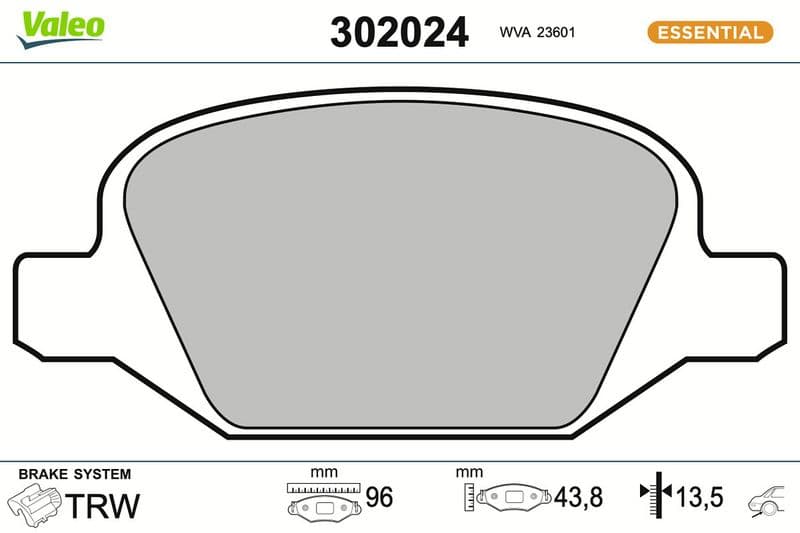 set placute frana,frana disc VALEO ESSENTIAL 302024