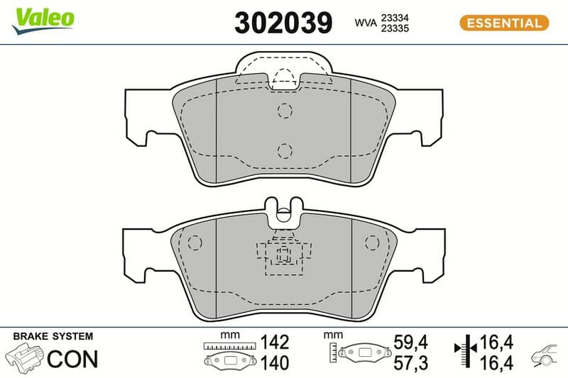 set placute frana,frana disc VALEO ESSENTIAL 302039