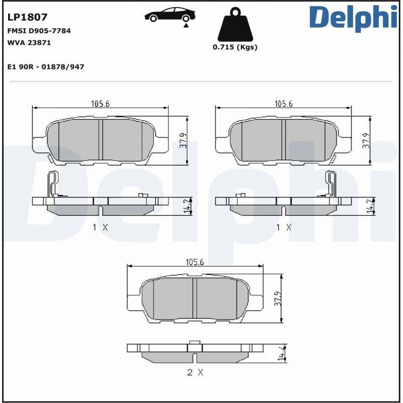 set placute frana,frana disc DELPHI LP1807