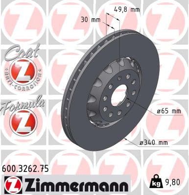 Disc frana ZIMMERMANN FORMULA Z 600.3262.75