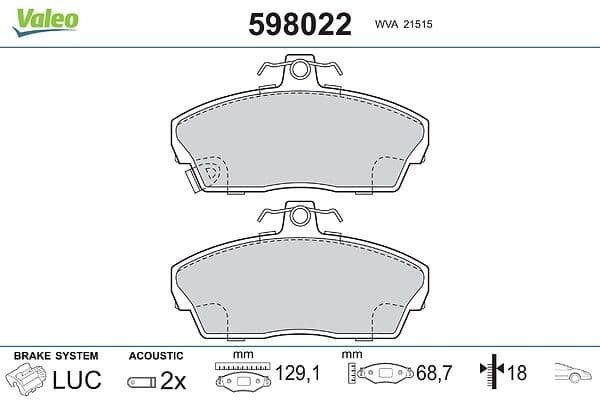 set placute frana,frana disc VALEO 598022