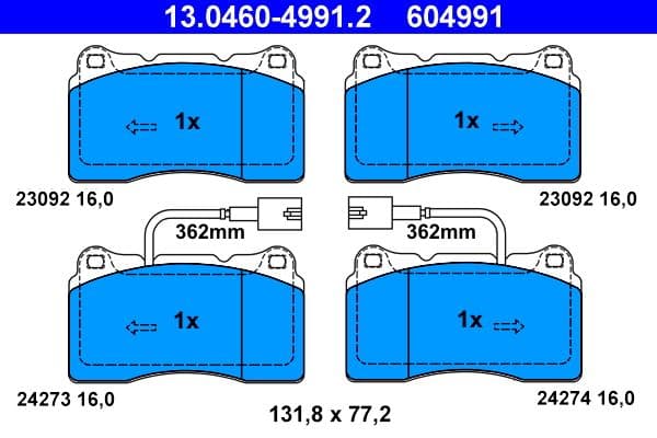 set placute frana,frana disc ATE 13.0460-4991.2