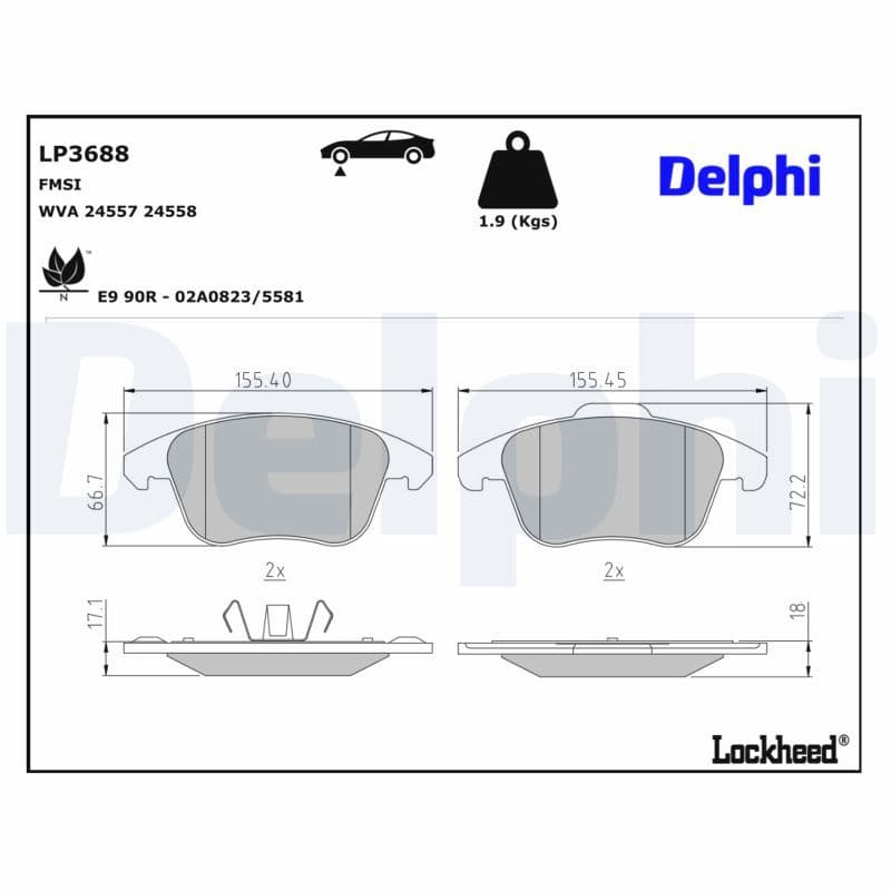 set placute frana,frana disc DELPHI LP3688