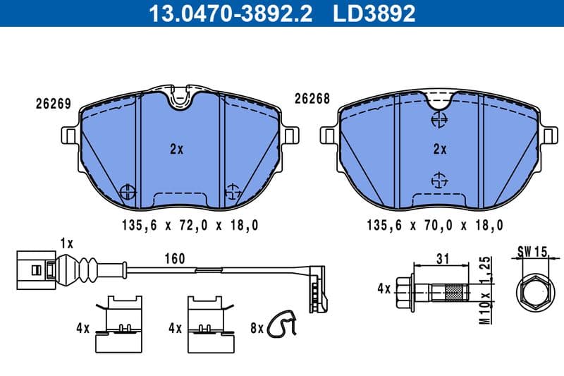 set placute frana,frana disc ATE Ceramic 13.0470-3892.2