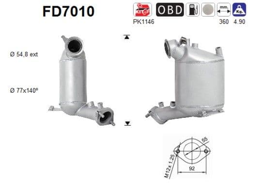 Filtru funingine/particule, sist.de esapament AS-PL FD7010
